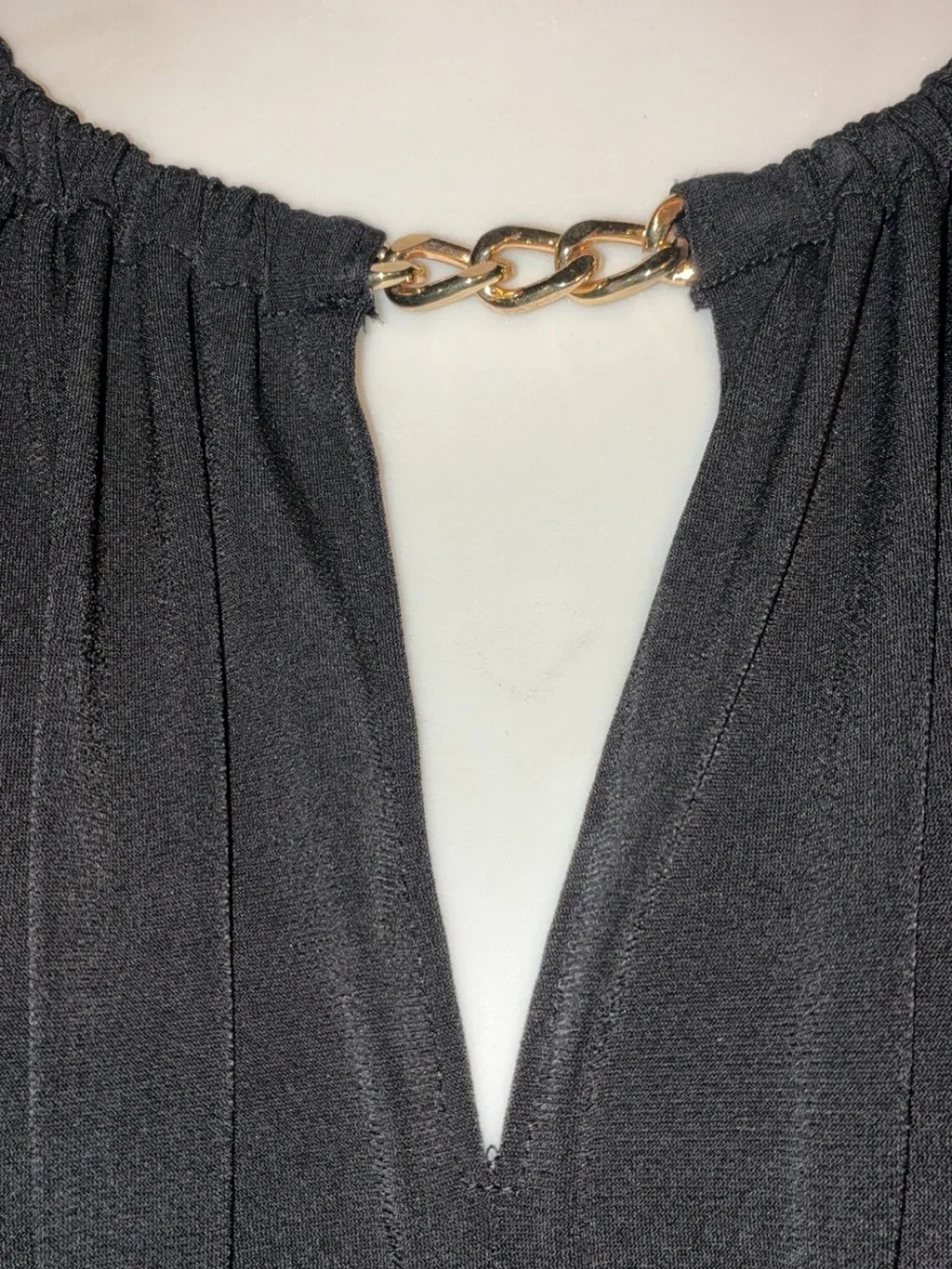 NWT Michael Kors Black Chain Keyhole Blouse L